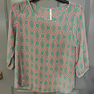 Style Angel Green & Pink Top